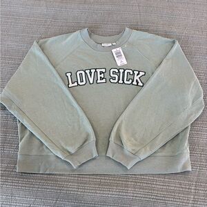 Torrid Green Love Sick Cropped Sweatshirt 2X NWT